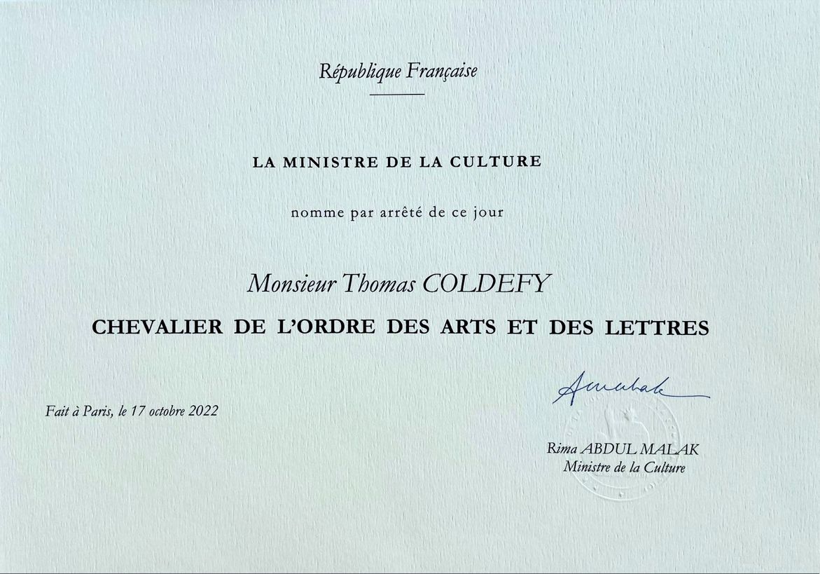 Thomas Coldefy – Knight of the Order of Arts and Letters